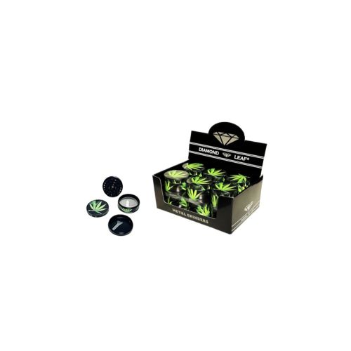 DIAMOND LEAF METAL GRINDERS HEMP DESIGN BOX/12