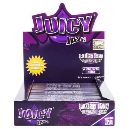 Juicy Jay's Zwarte bessen gearomatiseerde Kingsize Slim vloei | 24 pakjes