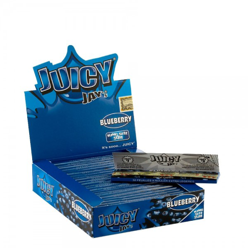 Juicy Jay's Blauwe bessen gearomatiseerde Kingsize Slim vloei | 24 pakjes
