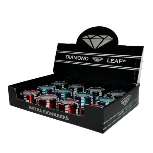 DIAMOND LEAF METAL POKER GRINDERS BOX/12