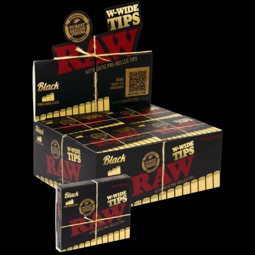 RAW W-WIDE PRE ROLLED TIPS BLACK BOX/12