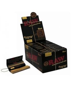RAW Black Connoisseur 1 1/4 vloei + tips | 24 pakjes