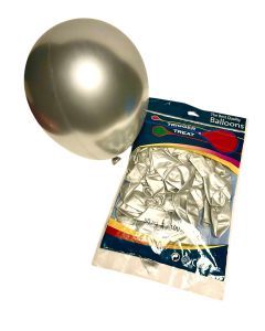 TRIGGER TREAT SILVER METALLIC HELIUM BALLOONS PACK/50