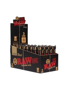 RAW CLASSIC BLACK CONES 3 PER PACK BOX/32