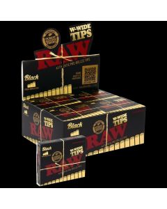RAW W-WIDE PRE ROLLED TIPS BLACK BOX/12