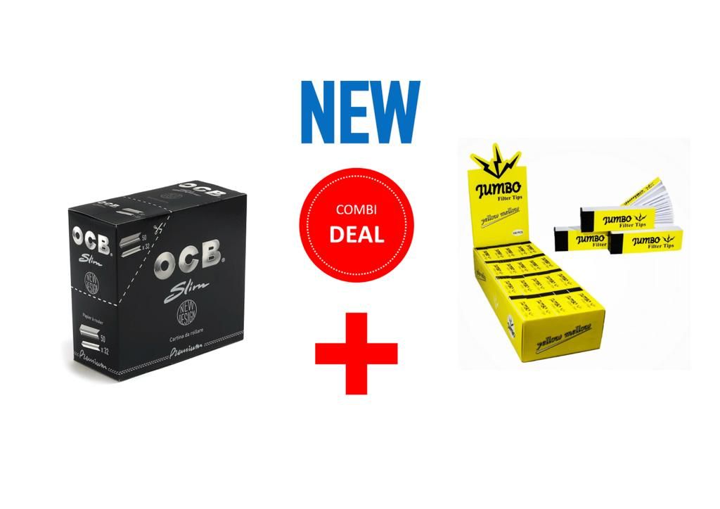 OCB KING SIZE SLIM + JUMBO YELLOW MELLOW FILTER TIPS COMBIDEAL
